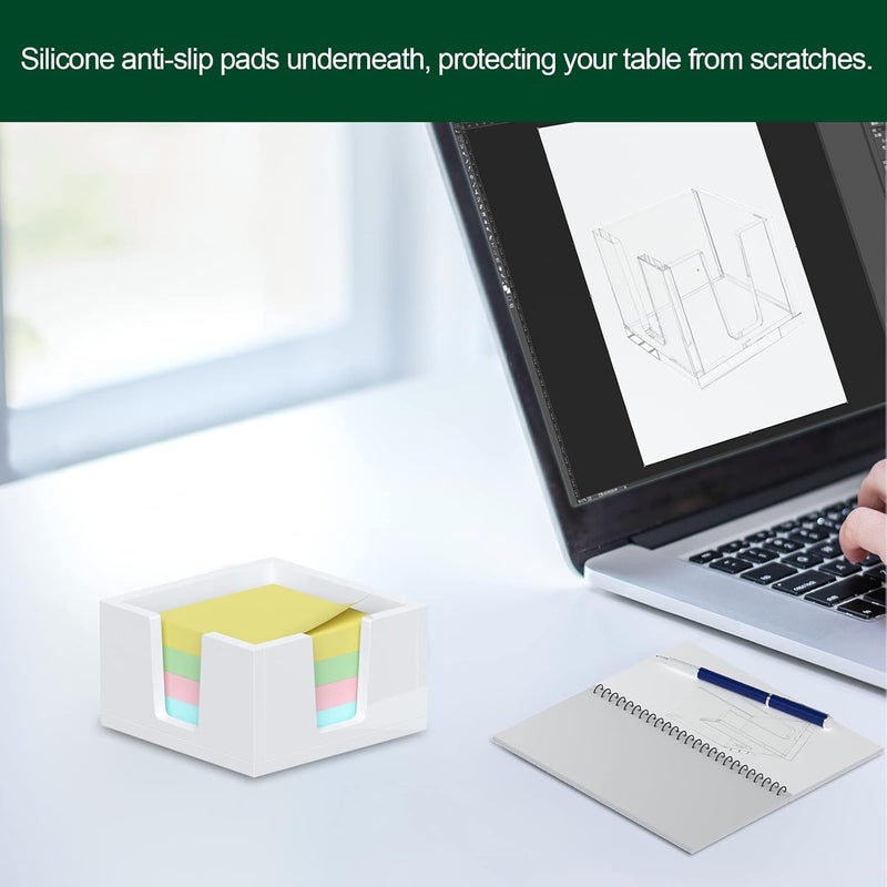 BOSSCASA Acrylic Sticky Note Holder, Self-Stick Note Pad Holder W/O Pads - Note Dispenser Memo Pad Holder Desk Organizer for School Office Home (3''x3'' White) - Image 5